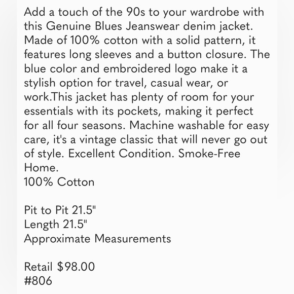 Genuine Blues Jeanswear Women's Blue Denim Jacket Size 12 (L) With Pockets - Picture 10 of 10